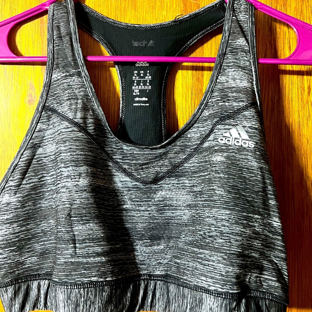 Black/Gray drifit Adidas sports bra, XL.
